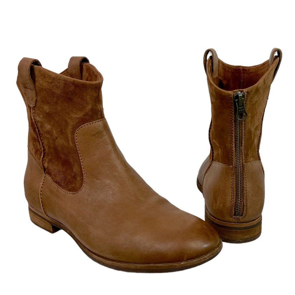 Kork-Ease The Original Ticino Brown Leather Suede Back Zip Ankle Boots Sz 9.5 M